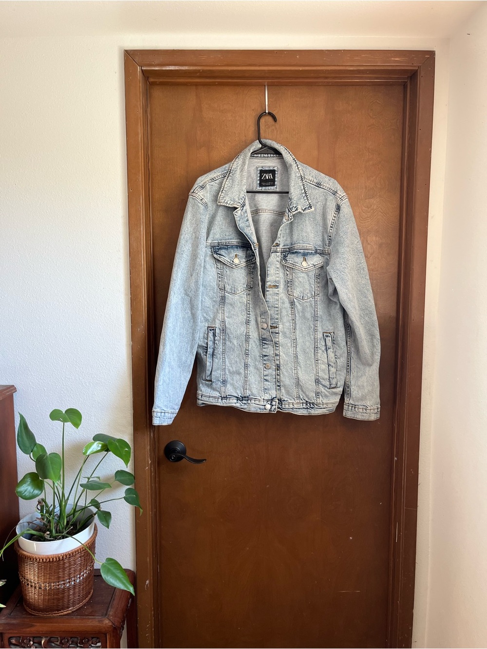 Zara Light Blue Distressed Denim Jacket